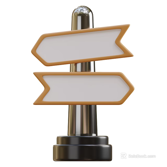 Decorative Ornament Set Featuring Arrow Shaped White Plates On Metal Pole With Base 3d model 