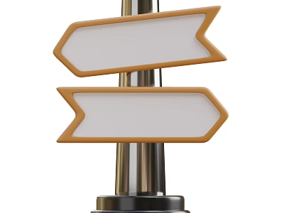 Decorative Ornament Set Featuring Arrow Shaped White Plates On Metal Pole With Base 3d model