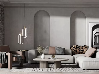 Modern sofa coffee table combination 3d model