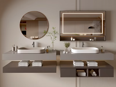 Modern Bathroom Cabinet Bathroom Counter Basin Bathroom Decoration Mirror Cabinet Sink 3d model
