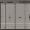 White Wardrobe Door Handles With Various Designs And Gold Decorative Trim