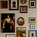 Vintage and Modern Picture Frames Wall Decor with Various Artworks and