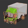 Green Cab 3D Truck Model Featuring White Cargo Box And Black Wheels