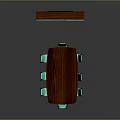 Modern Dining Furniture With Wooden Table Light Blue Chairs Cabinet And Diamond Shaped Wall Decor