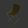 Folding Leisure Chair with Olive Green Canvas Seat and Silver Metal Frame