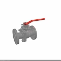 Industrial Metal Ball Valve With Red Handle And Flange Connection