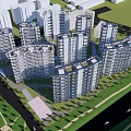 Modern High Rise Residential Complex Aerial View With Green Spaces Roads And Water