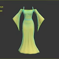 Elegant Yellow Off Shoulder Long Dress With Flared Sleeves And Waist Belt