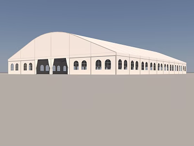 Large White Arched Tent With Multiple Windows For Outdoor Events And Exhibitions 3d model