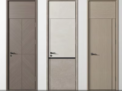 Modern Interior Flush Doors With Different Wood Textures And Neutral Colors 3d model