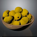 Vibrant Yellow Lemons Filled in a Handmade Wooden Bowl on Dark Table