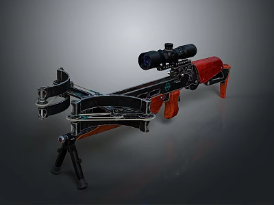 Red Black Compound Crossbow With Scope And Tripod Stand Design 3d model