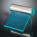 Blue Tubular Solar Water Heater With Silver Storage Tank And Stand