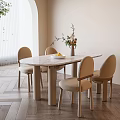 Modern Dining Table and Chair Combination Dining Chair Single Chair 3d model