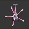 Bright Pink Toy Helicopter With Colorful Propellers Yellow Accents And Blue Cockpit