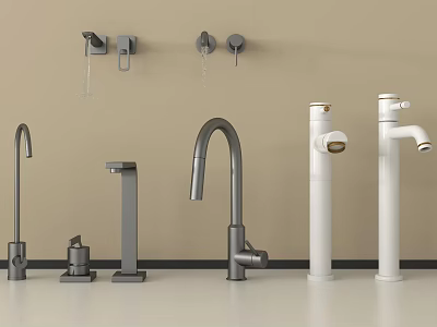 Various Modern Water Faucets With Different Designs For Bathroom And Kitchen 3d model