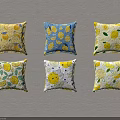 Lemon Patterned Decorative Cushions With Various Designs And Colorful Prints 3d model