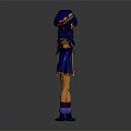 3D Character Model With Blue Cloak Yellow Trim Hat Front And Back Views 3d model