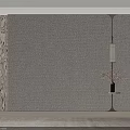 Gray Texture Wall with Wooden Decoration Wall Lamp Vase Dried Flowers and Beige Floor