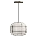 Modern Pendant Lights With White Shade And Black Grid Frame Design 3d model