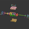 Golden Household Items Components With Assembled Parts And Design Details