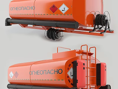 Orange Tanker Truck With Hazardous Material Signs Storage Tank And OHEONACH0 Branding 3d model