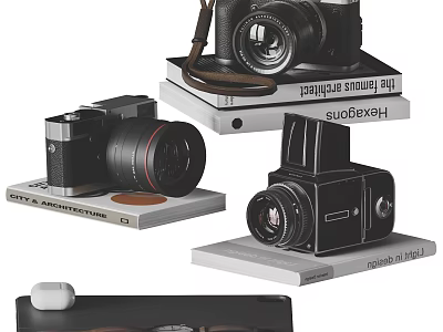 Showcase of Digital Cameras Wireless Earbuds and Electronic Tech Gadgets 3d model