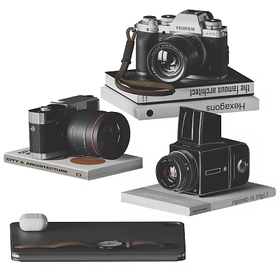 Showcase of Digital Cameras Wireless Earbuds and Electronic Tech Gadgets 3d model