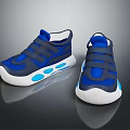 Blue Casual Sneakers With Velcro Straps White Sole And Blue Dots Design