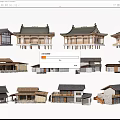 Traditional Ancient Architecture With Various Roof Styles And Wooden Structures