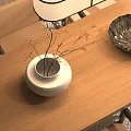 Modern Tea Room Interior With Wooden Table Chairs Hanging Lamp And Decorative Painting