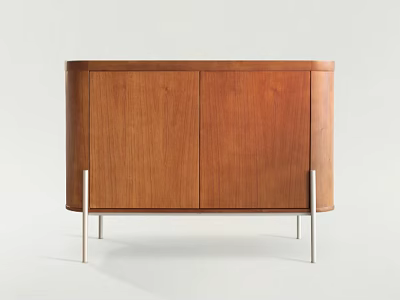 Modern Wooden Entryway Cabinet Sideboard With Double Doors And Metal Legs 3d model