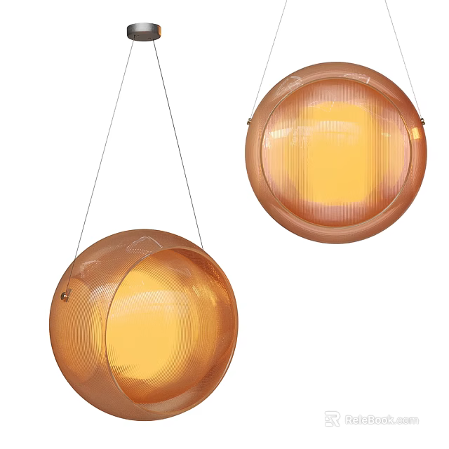 Modern Copper Pendant Lights With Warm Yellow Glow For Interior Decor 3d model 