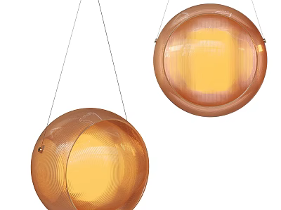 Modern Copper Pendant Lights With Warm Yellow Glow For Interior Decor 3d model