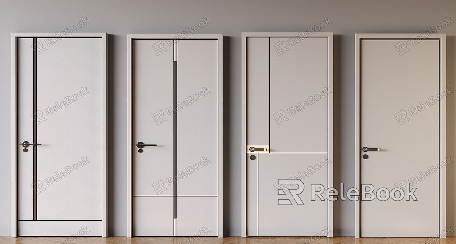 Modern Cream Style Flat Door Bedroom Solid Wood Single Door model