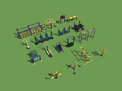 Diverse Outdoor Sports Equipment Including Bars Swings for Community Fitness Activities 3d model