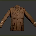 Military Style Brown Jacket With Multiple Pockets Collar Design And Cuff Buttons 3d model