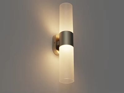 Modern Cylindrical Wall Lamp With Transparent Shade And Metal Ring Design 3d model