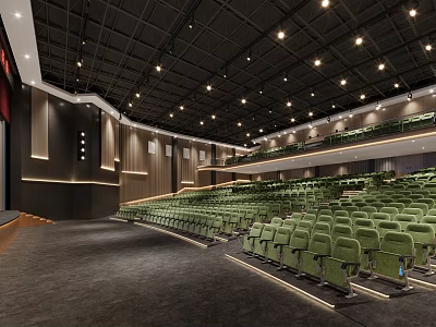 Modern Auditorium Interior With Green Seats And Stage 3d model