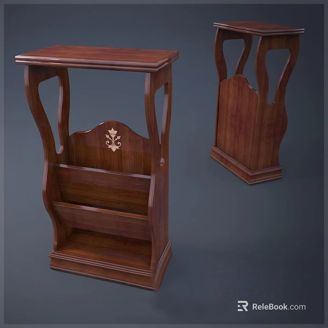 Classic Wooden Bookcase Featuring Carved Decorative Details And Multiple Open Shelves 3d model 