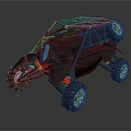 Black Metal Frame Dune Buggy With Large Tires And Red Accents