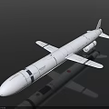 Military Weapon White Cruise Missile With Aerodynamic Wings And Tail Structure