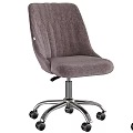 Comfortable Gray Velvet Desk and Chair Set with Metal Base and Rolling Wheels