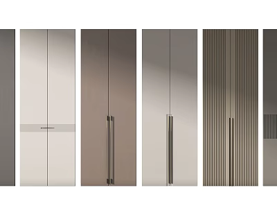 Modern Wardrobe Doors with Various Designs Including Smooth Surfaces and Stripes 3d model