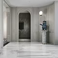 Luxurious Storefront Reception Area With Marble Floor And Crystal Chandelier 3d model