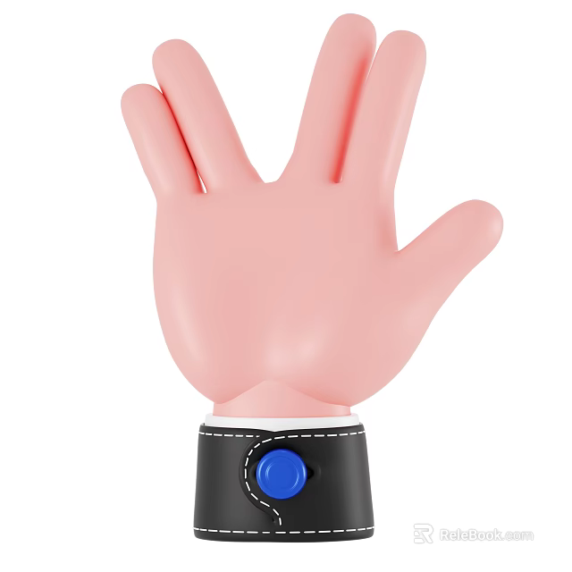 Creative Decorative Ornament Set With Pink Palm Black Wrist And Blue Button 3d model 