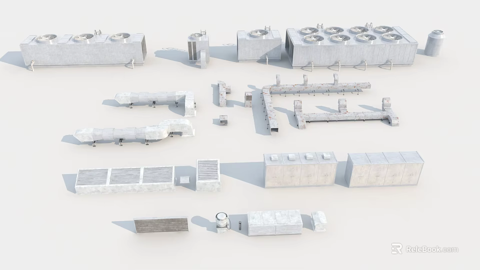 Diverse Building Components Including Concrete Blocks Pipes Ventilation Units and Prefabricated Parts 3d model 