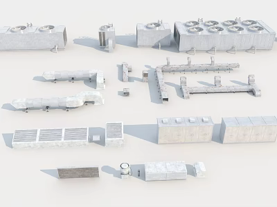 Diverse Building Components Including Concrete Blocks Pipes Ventilation Units and Prefabricated Parts 3d model
