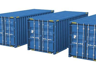 Blue Industrial Shipping Containers Essential Storage Equipment For Logistics Operations 3d model