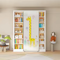 Kids Bookshelf with Giraffe Growth Chart Colorful Books and Storage Bins